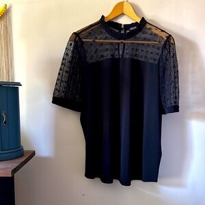 🖤🔝😍Elegant Black Sheer Sleeve Blouse